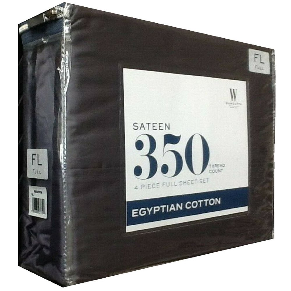 new 4-piece GRAY Wamsutta 350 TC 100% Egyptian Cotton Sateen FULL Sheet Set